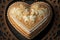 close-up of heart-shaped pastry with a finely detailed pattern and a sweet cream filling