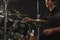 Close Up Of High Hat Cymbals On Drummer\'s Drum Kit