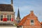 Close-up on historic house facades in Monnickendam, North Holland, Netherlands