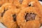 Close-up of homemade Belyash - Meat pies with sauce dish of Kazakh, Bashkir and Tatar cuisine.