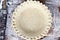 Close up of Homemade Butter Pie Crust in Pie Plate
