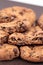 Close up of homemade cookies on a brown ceramic platter