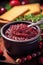 close-up of homemade cranberry sauce in a bowl