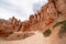 Close up of the hoodoos in Bryce Canyon National Park, while on the Queens Garden hiking trail