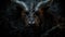 A close up of a horned animal with horns. Generative AI image.