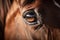 A close-up of a horse\\\'s eye, highlighting its beauty and majestic nature AI generated