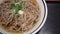 Close up of Hot soba.It is japanese noodles food.