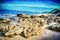 Close up of a huge rock in Castelsardo shoreline