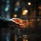 Close up of human hand holding water drops with bokeh background