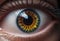 Close-up of human iris, macro photography, human eye,