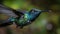 A close-up of a hummingbird in flight its wings a blur of motion created with Generative AI