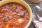 Close up Hungarian goulash soup