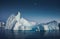 Close-up iceberg next to the Antarctica shoreline.