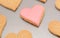 Close-up of an iced heart-shaped biscuit for Valentine\'s Day