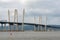 Close up of the iconic Governor Mario M. Cuomo Bridge, is a twin cable-stayed bridge spanning
