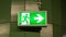 Close up of illuminated emergency exit sign