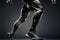 Close-up illustration of an athlete\\\'s legs with prosthetics in the style of the future. AI Generation