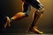 Close-up illustration of an athlete\\\'s legs with prosthetics in the style of the future. AI Generation