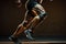 Close-up illustration of an athlete\\\'s legs with prosthetics in the style of the future. AI Generation