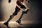Close-up illustration of an athlete\\\'s legs with prosthetics in the style of the future. AI Generation