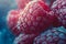 close-up illustration of raspberry fruits. Generative AI