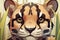 close-up illustration of sunda clouded leopards face