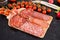 Close up image on antipasto meat appetizers