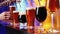 Close-up image of beer glasses with dark and lager beer. Selective focus. Cool, chill drink. Refreshment. Degustation