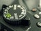 Close-up image of DSLR camera dial button for dijital photography