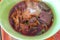 Close-up image of duck noodles, put chicken legs, puree, Thai food, put in a hot cup, delicious, top view