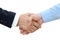 Close-up image of a firm handshake between two colleagues on a