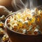 Close-up image of freshly made popcorn kernels