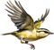 Close-up image of a Goldcrest bird. AI-generated.