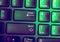 Close up image of Green purple keyboard with Enter key