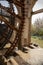 Close up image of historic water wheels in Hama