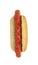 Close-up image of a hotdog isolated