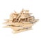 Close Up image of little office clothespins made from wood