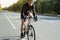 Close-up image of a road cyclist on a gravel bike.