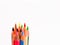 Close up image set of color pencils againt white background. Community integration concept.
