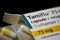 Close up image with a Tamiflu capsule oseltamivir on a blister pack, an antiviral medication that blocks the actions of