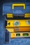 Close up image of toolbox construction level