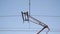 Close-up image of tram cables of the city of Lisbon, Portugal. The streetcar goes through the cables