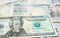 Close up image of twenty us dollar banknote with background of j