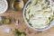 Close-up of ingredients for cabbage risotto