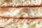 Close up inside french baguette. Horizontal cutting of baguette