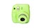 close-up, instant camera green. instax isolated on a white background