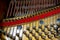 A close-up of the internal string structure of a top grand piano