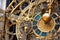 close-up of intricate astronomical clock gears