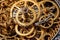 close-up of intricate gears and cogs in clock mechanism