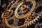 close-up of intricate gears and cogs in clock mechanism